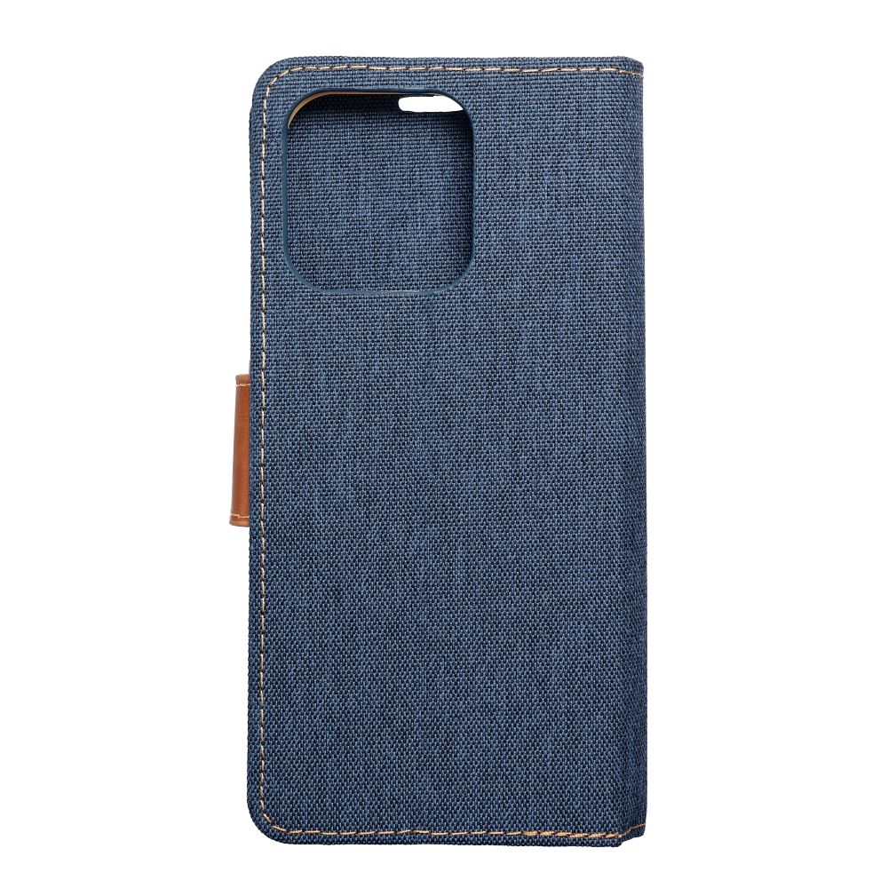 SKLO + PUZDRO 2v1 pre Xiaomi Redmi 12C - Knižkové puzdro CANVAS modro hnedé