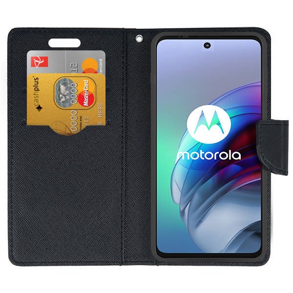 9D SKLO + PUZDRO pre Motorola Moto G23 / G13 - Knižkové FANCY zlato čierne