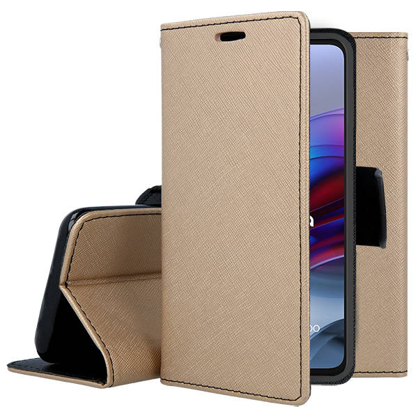 Knižkové puzdro pre Motorola Moto G23 / G13 - FANCY zlato čierne