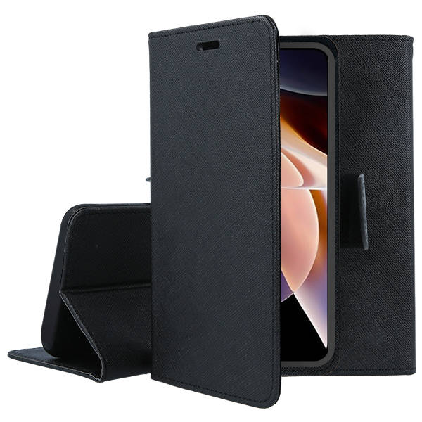SKLO + PUZDRO 2v1 pre Xiaomi Redmi Note 12 Pro 5G - Knižkové FANCY čierne