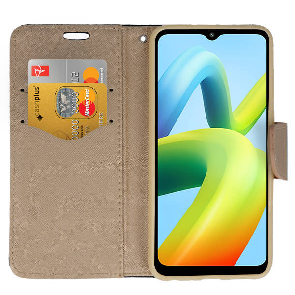 SKLO + PUZDRO 2v1 pre Xiaomi Redmi A1 / Redmi A2 - Knižkové FANCY čierno zlaté