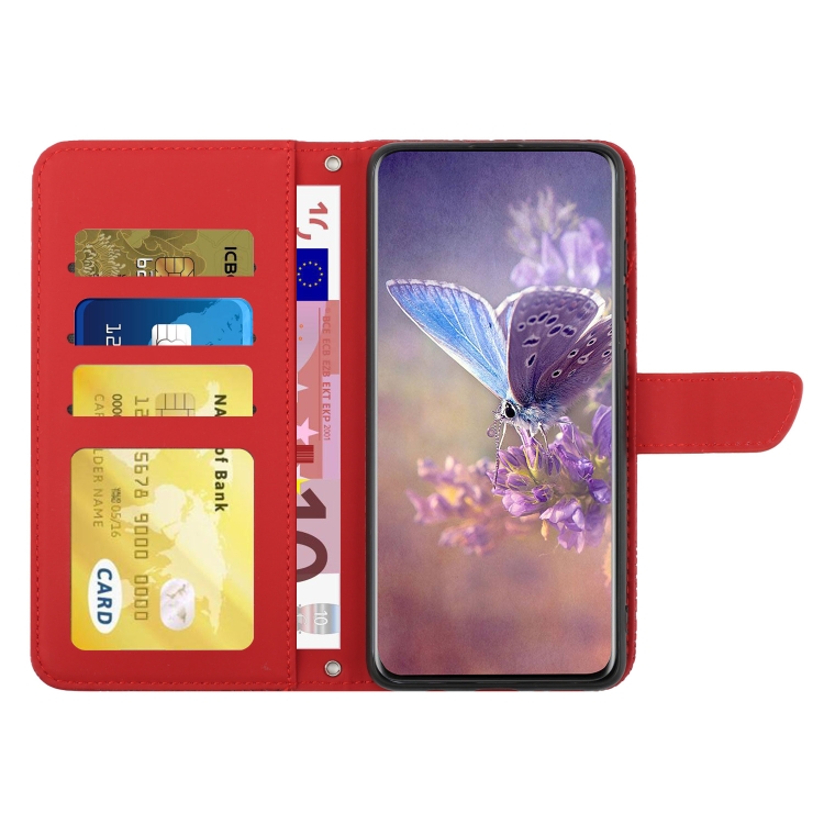 9D SKLO + PUZDRO 2v1 pre Motorola Moto G14 - Knižkové Butterfly červené