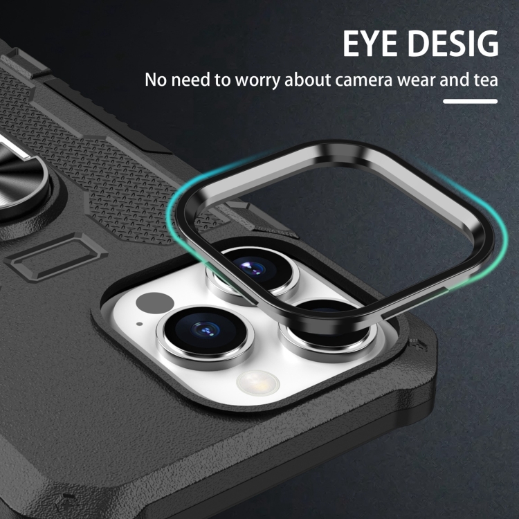 SKLO + PUZDRO 2v1 pre iPhone 15 Pro Max - Tvrdené RING HOLDER čierne