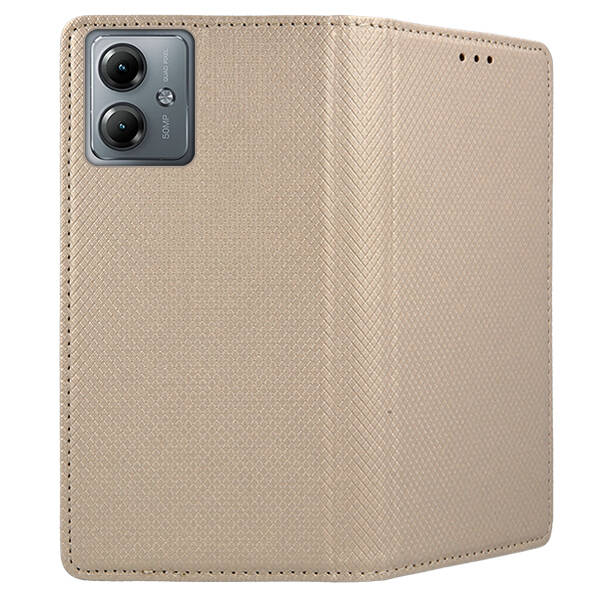 9D SKLO + PUZDRO 2v1 pre Motorola Moto G14 - Knižkové SMART MAGNET zlaté