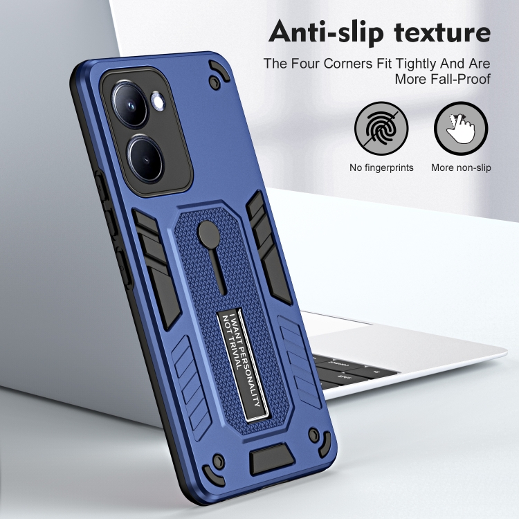 SKLO + PUZDRO 2v1 pre Realme 10 - Tvrdené LOOP HOLDER modré