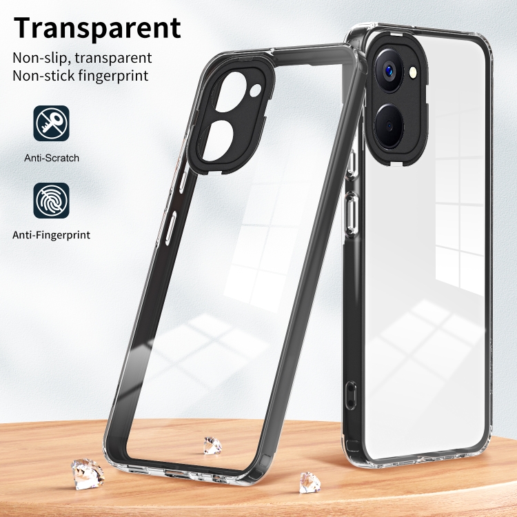 SKLO + PUZDRO 2v1 pre Realme 10 - Tvrdené TPU FRAME čierne