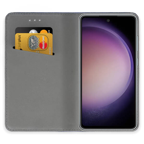 SKLO + PUZDRO 2v1 pre Samsung Galaxy S23 FE - Knižkové SMART MAGNET zlaté