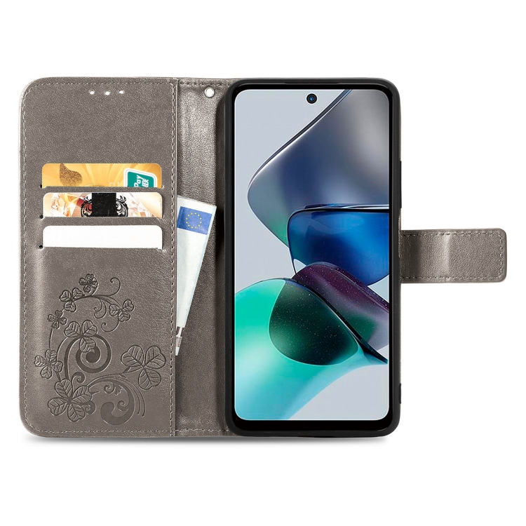 Knižkové puzdro pre Motorola Moto G23 / G13 - Knižkové LEAF sivé