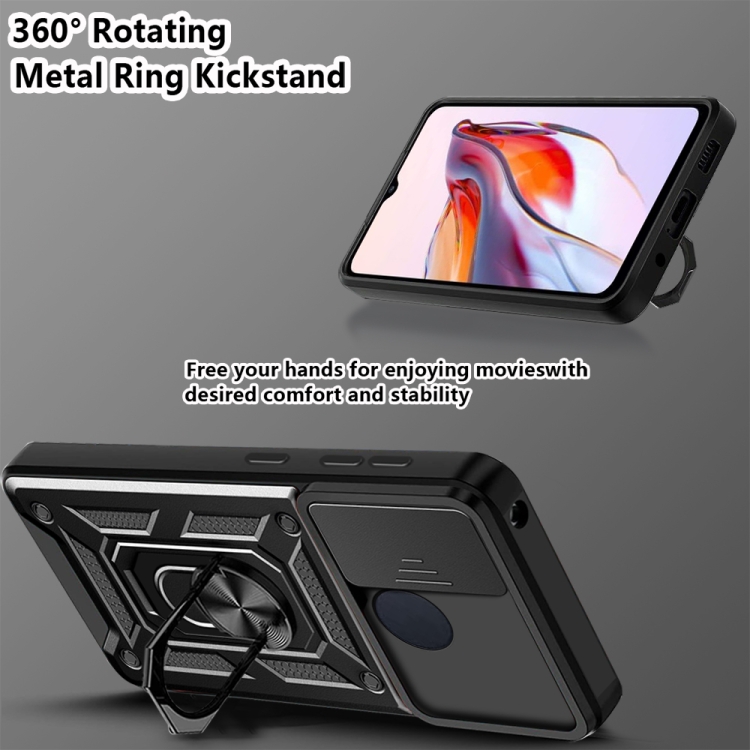 SKLO + PUZDRO 2v1 pre Xiaomi Redmi 12C - Tvrdené RING ARMOR SLIDE zelené