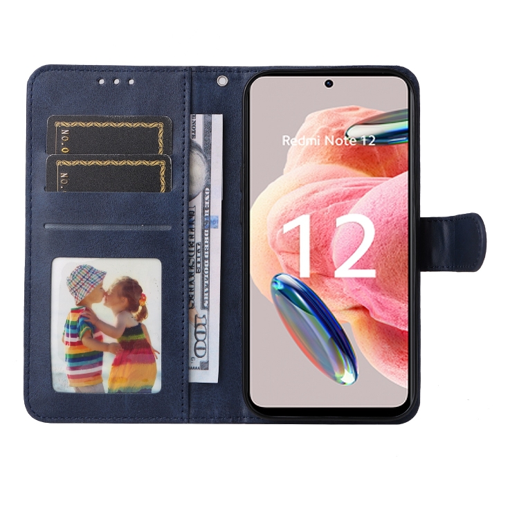 SKLO + PUZDRO 2v1 pre Xiaomi Redmi Note 12 - Knižkové SOLID modré