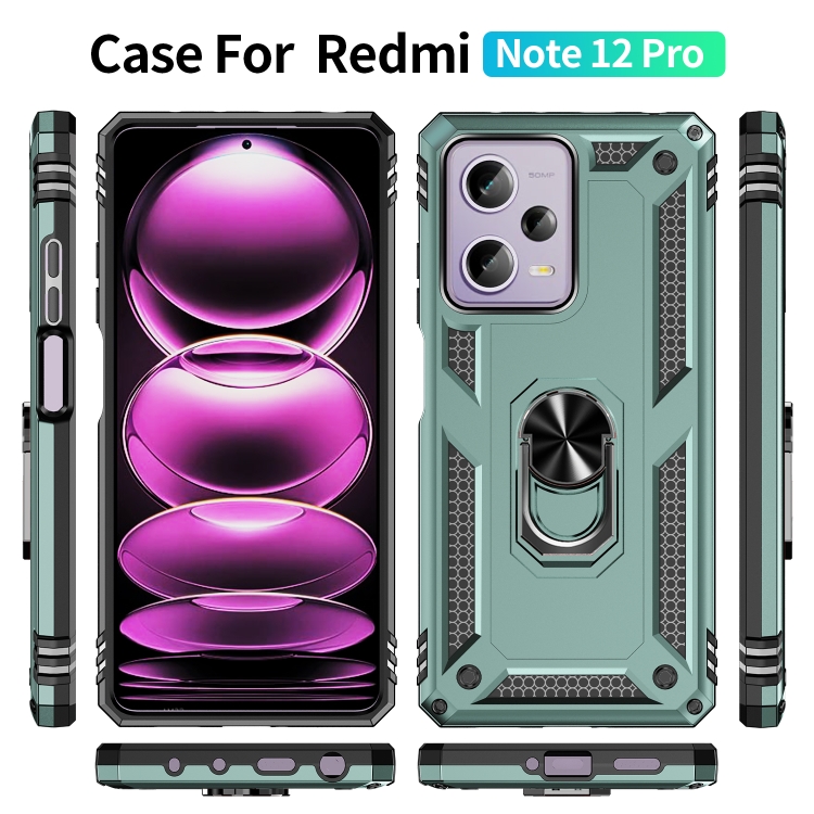 Tvrdený kryt pre Xiaomi Redmi Note 12 Pro 5G - RING ARMOR zelený