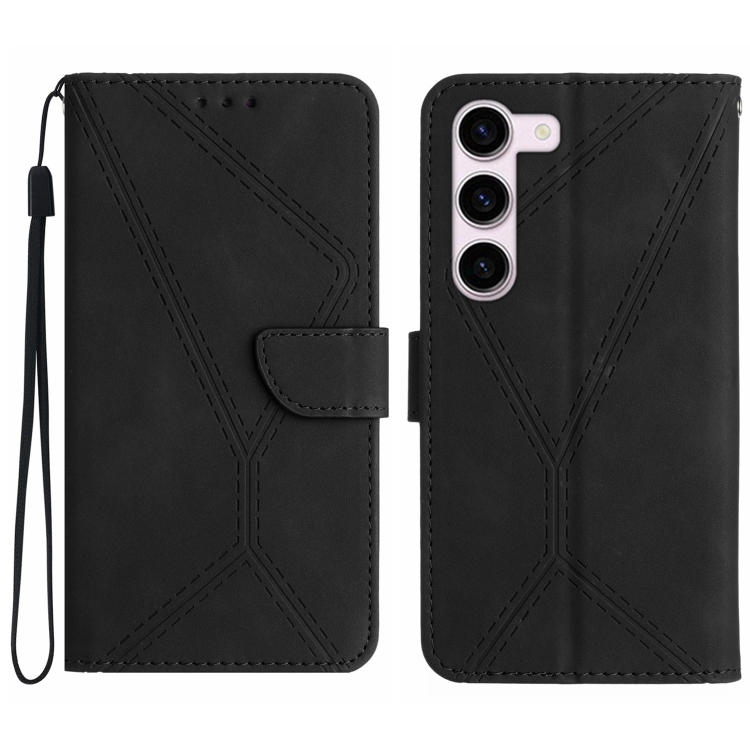 SKLO + PUZDRO 2v1 pre Samsung Galaxy S23 5G - Knižkové STITCHING čierne