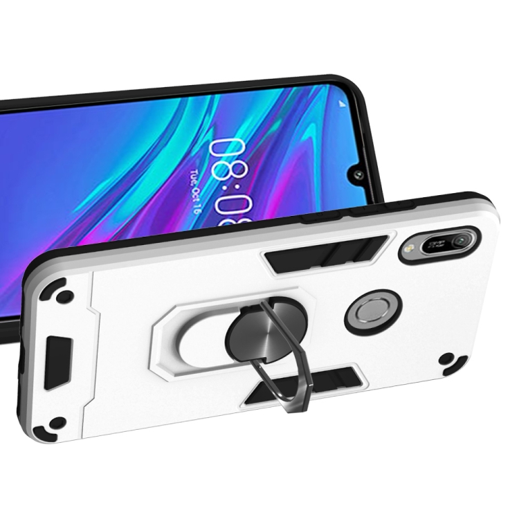 SKLO + PUZDRO 2v1 pre Huawei Y6 2019 - Tvrdené RING ARMOR silver