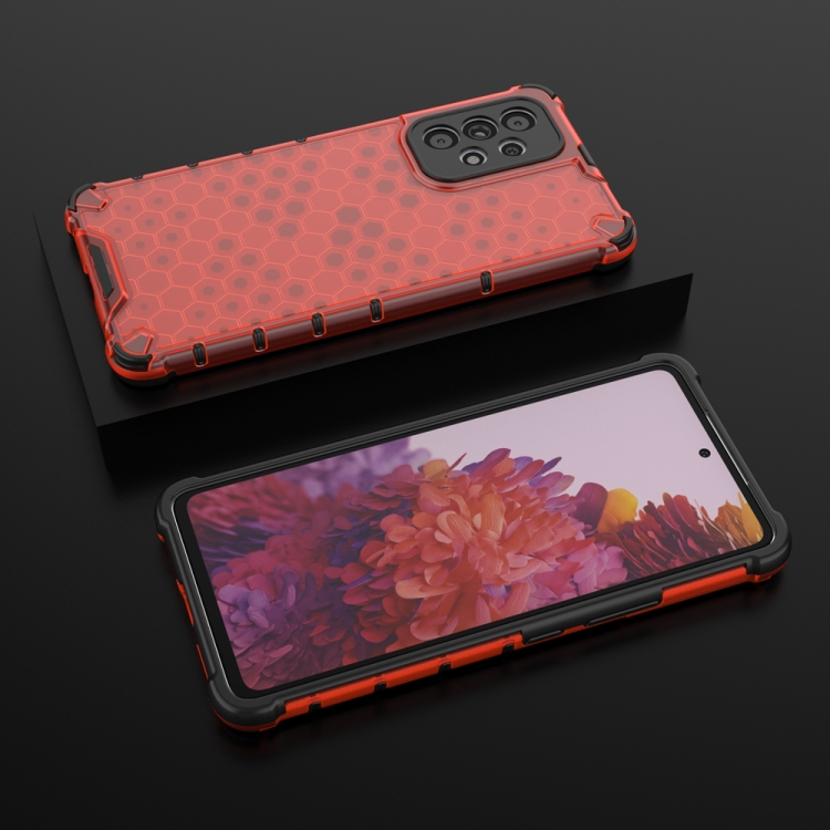 Tvrdený kryt pre Samsung Galaxy A53 5G - HONEYCOMB červený