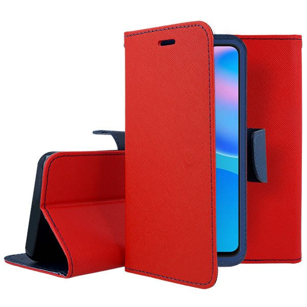 SKLO + PUZDRO 2v1 pre Honor 90 Lite 5G - Knižkové FANCY červeno modré