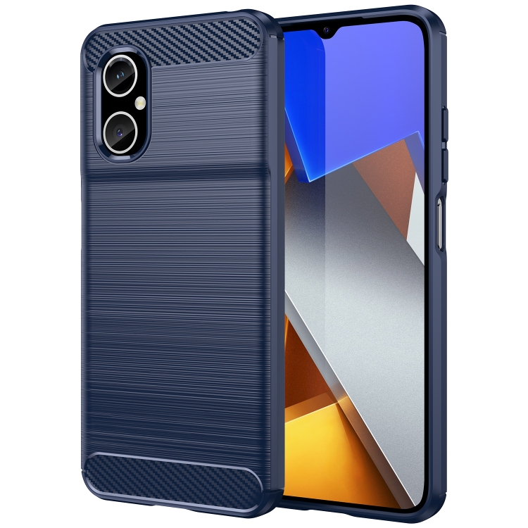 SKLO + PUZDRO 2v1 pre Xiaomi Poco M4 5G - Silikónové CARBON modré