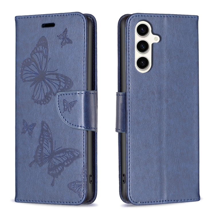 SKLO + PUZDRO 2v1 pre Samsung Galaxy S23 FE - Knižkové puzdro BUTTERFLY modré
