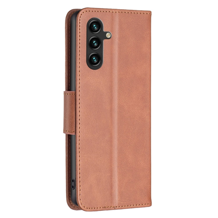 LAMBSKIN Knižkové puzdro pre Samsung Galaxy A14 / A14 5G - hnedé