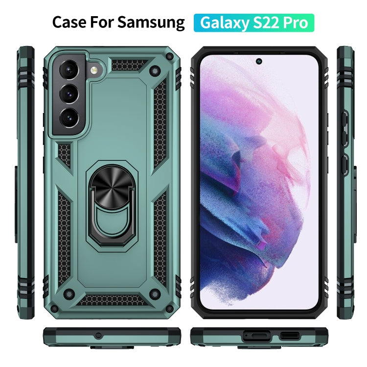 RING ARMOR Tvrdený kryt pre Samsung Galaxy S22 Plus 5G - zelený