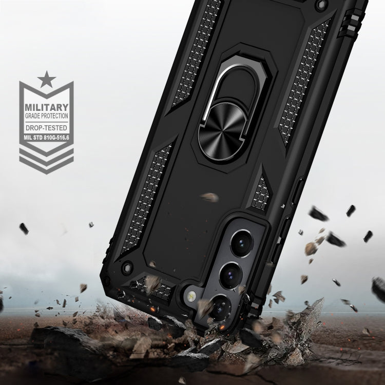 RING ARMOR Tvrdený kryt pre Samsung Galaxy S22 Plus 5G - čierny