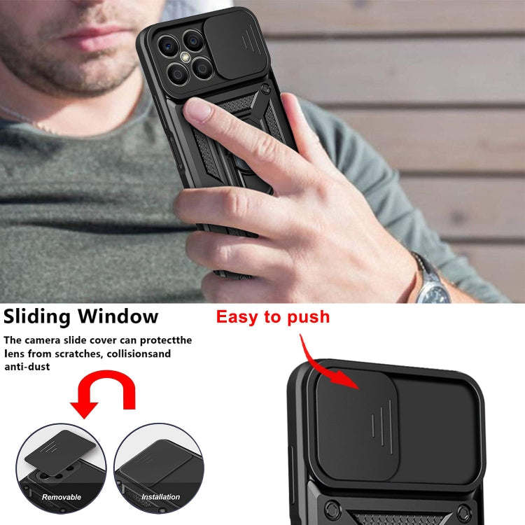 SLIDING ARMOR Tvrdený kryt pre Honor X8 - modrý