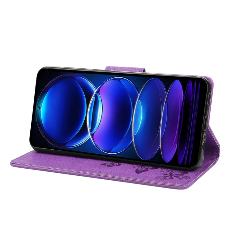 BUTTERFLY Knižkové puzdro pre Xiaomi Redmi Note 12 5G - fialové