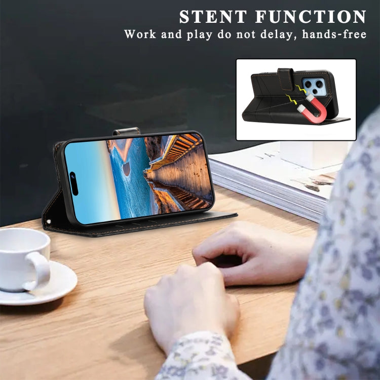 STITCHING Knižkové puzdro pre Xiaomi Redmi Note 12 Pro 5G - čierne