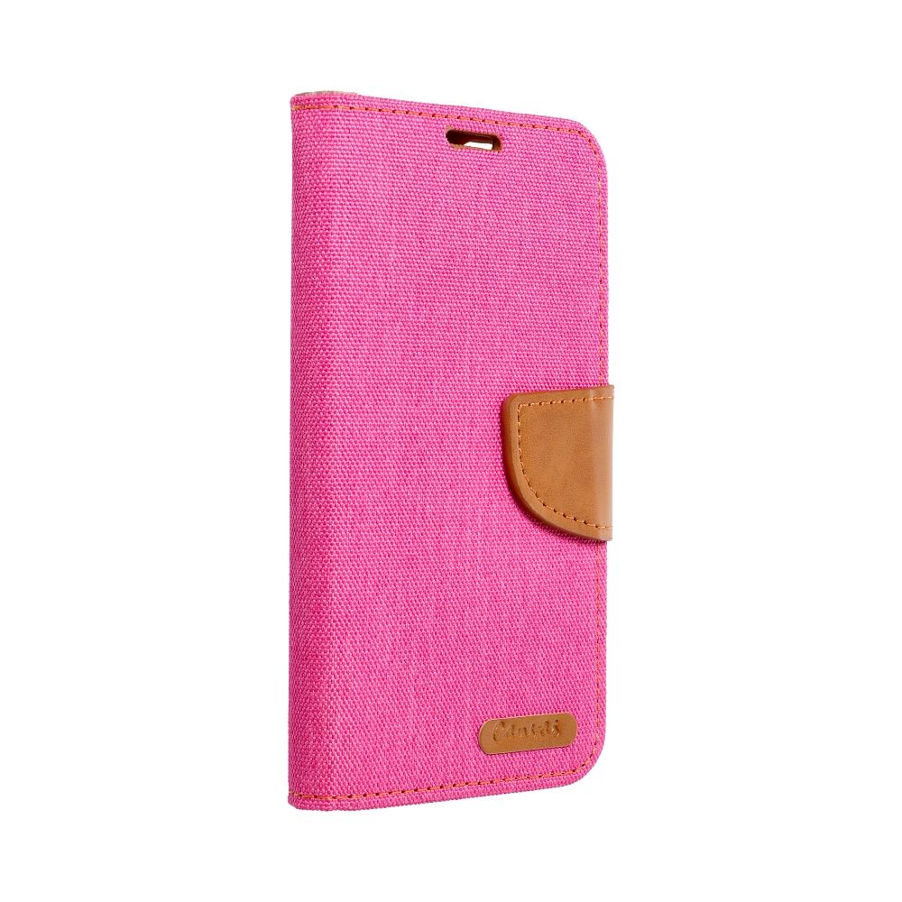 SKLO + PUZDRO 2v1 pre Xiaomi Redmi 13C - Knižkové puzdro CANVAS ružovo hnedé