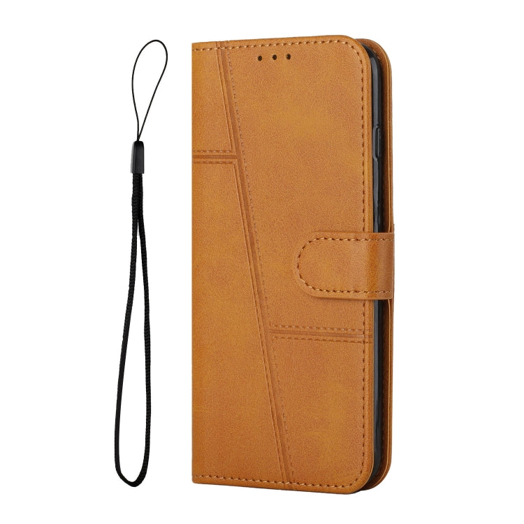 STITCHING Knižkové puzdro pre Xiaomi Redmi A1 / Redmi A2 - svetlo hnedé