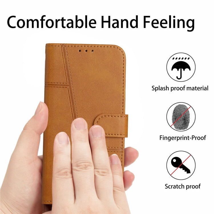 STITCHING Knižkové puzdro pre Motorola Moto G13 / G23 - svetlo hnedé