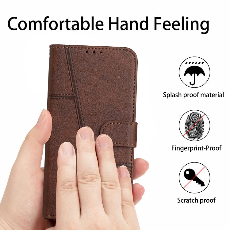 STITCHING Knižkové puzdro pre Motorola Moto G13 / G23 / G53 5G - tmavo hnedé