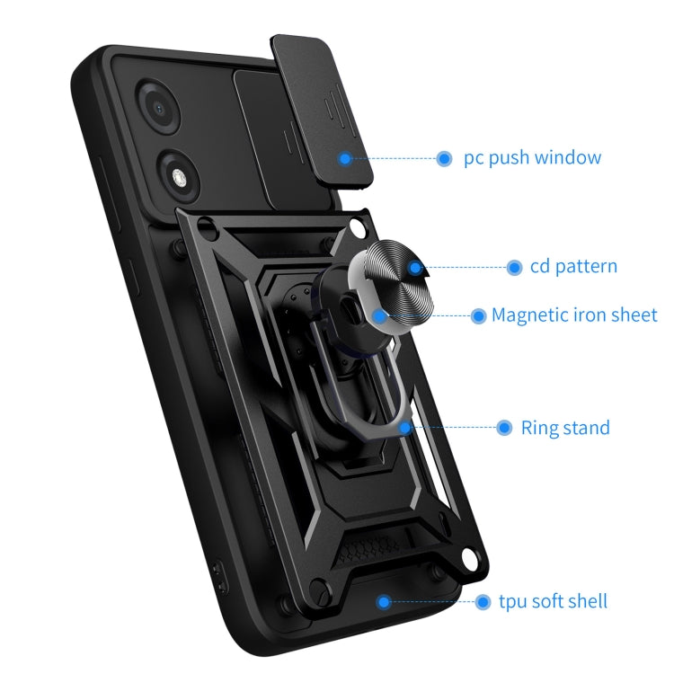 SLIDING ARMOR Tvrdený kryt pre Motorola Moto E13 - zlatý