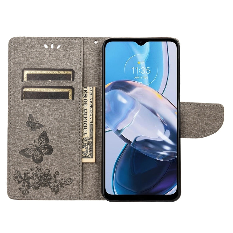 BUTTERFLY Knižkové puzdro pre Motorola Moto E22 / E22i - sivé