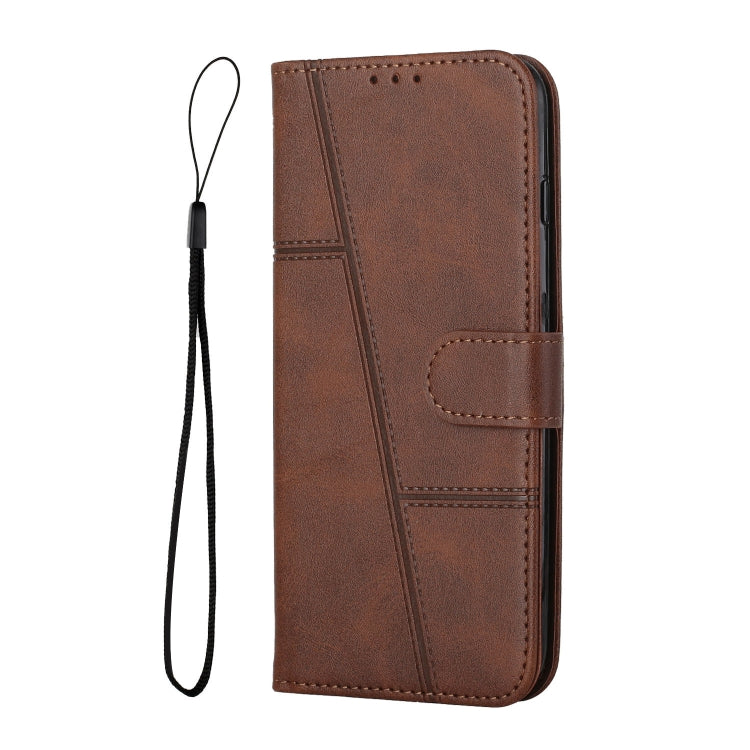 STITCHING Knižkové puzdro pre Motorola Moto E22 / E22i - tmavo hnedé