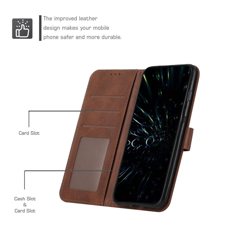 STITCHING Knižkové puzdro pre Motorola Moto E22 / E22i - tmavo hnedé