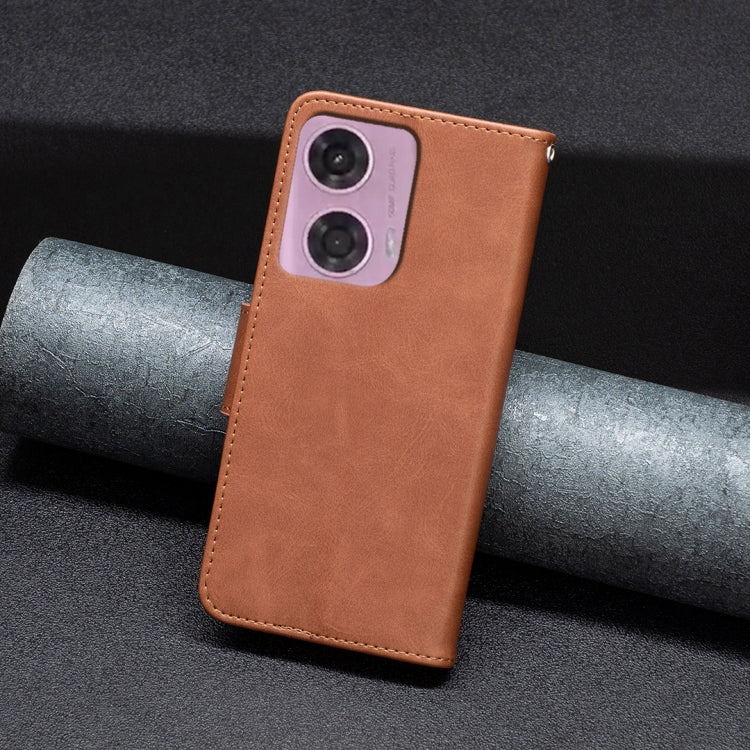 LAMBSKIN Knižkové puzdro pre Motorola Moto G34 5G - hnedé
