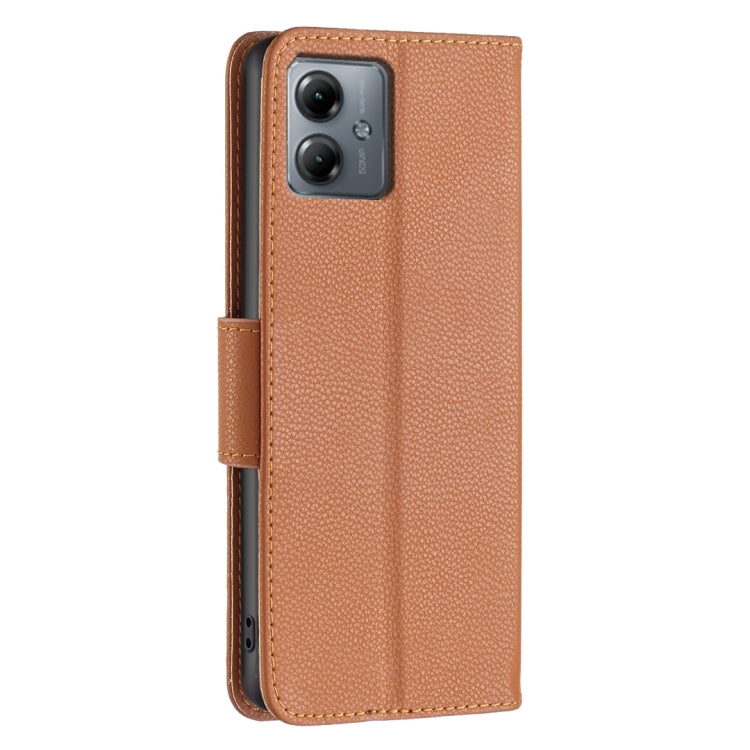LAMBSKIN Knižkové puzdro pre Motorola Moto G14 - hnedé