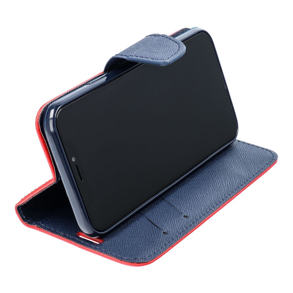 FANCY knižkové puzdro na Apple iPhone 16 Pro červené / tmavomodré