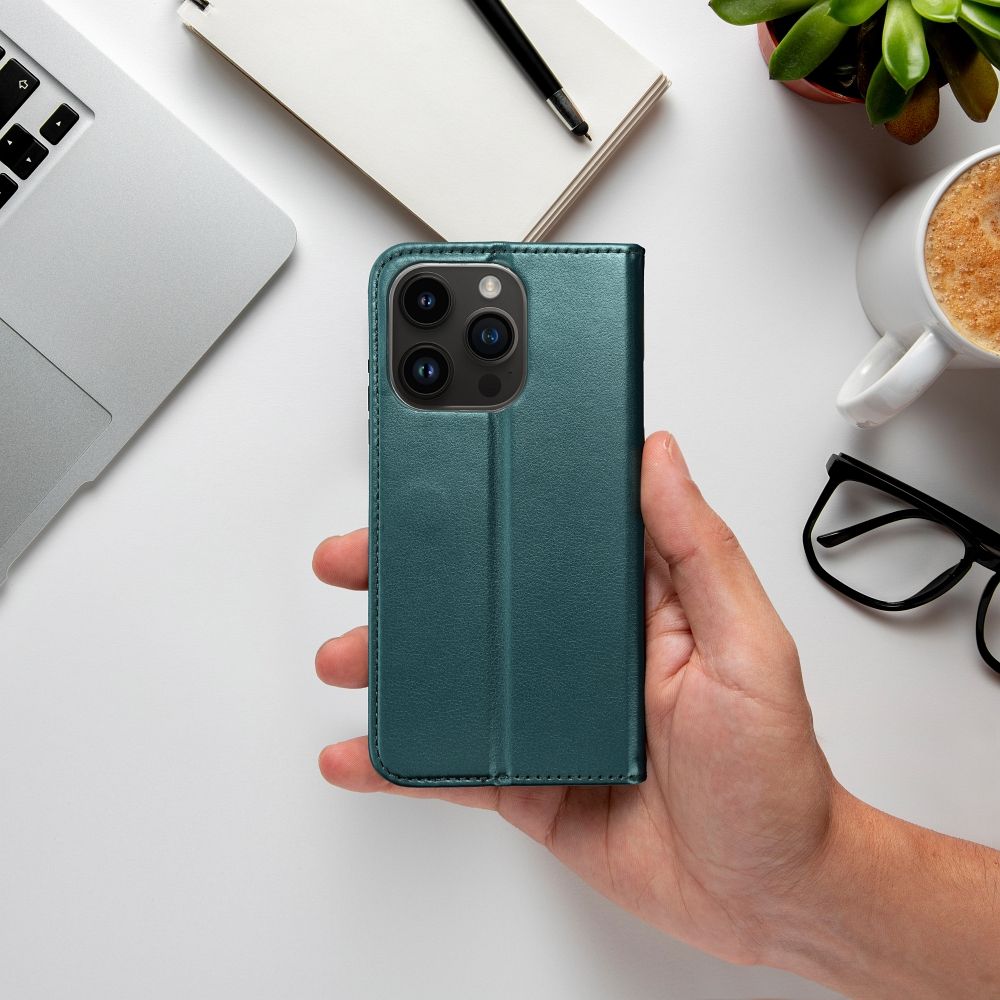 SMART MAGNETO Knižkové puzdro na Apple iPhone 16 Plus tmavozelené