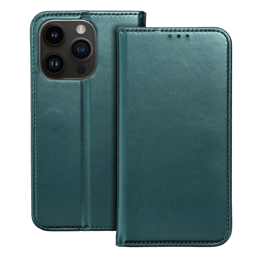 Knižkové puzdro SMART MAGNETO na Apple iPhone 16 Pro tmavozelené