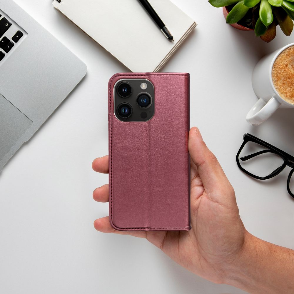 Knižkové puzdro SMART MAGNETO na Apple iPhone 16 Pro bordové