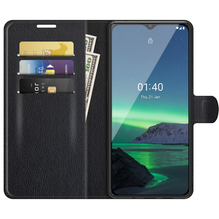 9D SKLO + PÚZDRO 2v1 pre Nokia 1.4 - Knižkové puzdro Solid čierne