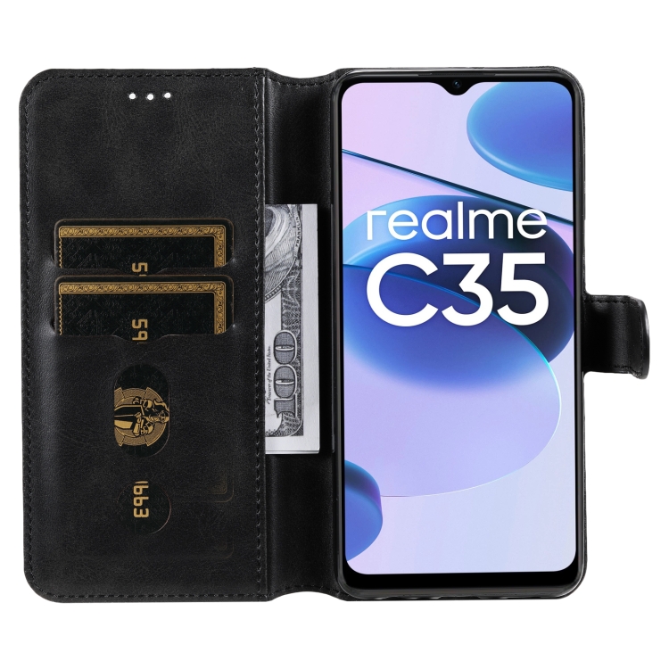 Knižkové púzdro na Realme C35 - Solid čierne