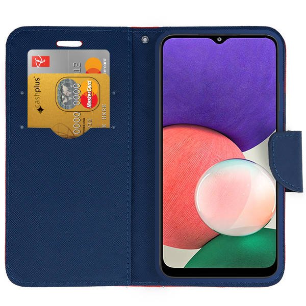 9D SKLO + PUZDRO 2v1 pre Samsung Galaxy A22 5G - Knižkové Fancy ružovo modré