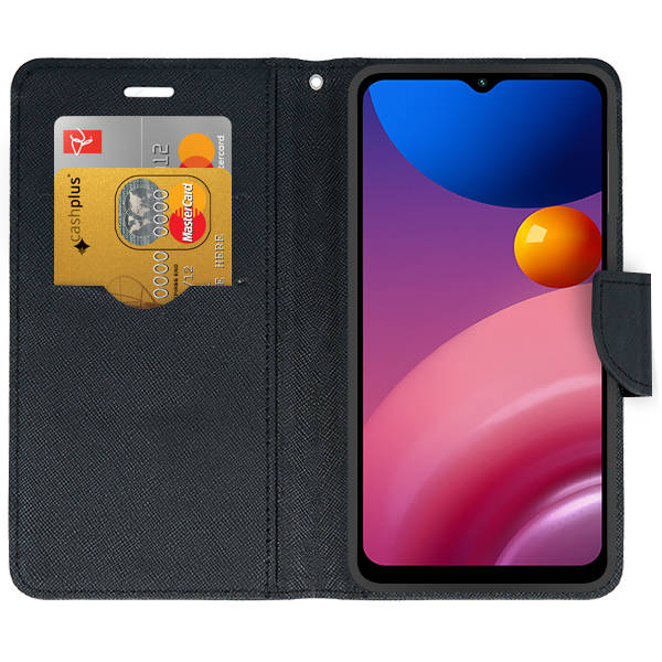 SKLO + PUZDRO 2v1 pre Samsung Galaxy A13 5G / A04s - Knižkové FANCY čierne