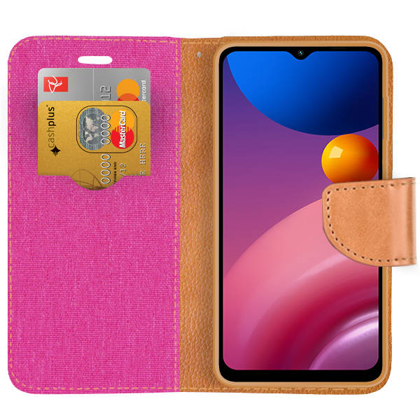 SKLO + PUZDRO 2v1 pre Samsung Galaxy A13 5G / A04s - Knižkové CANVAS ružové