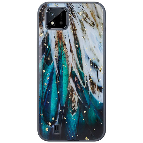 9D SKLO + PUZDRO 2v1 pre Realme C11 2021 - Silikónové GLAM feathers