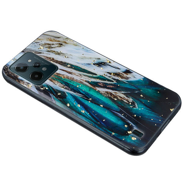 9D SKLO + PUZDRO 2v1 pre Realme C31 - Silikónové GLAM feathers