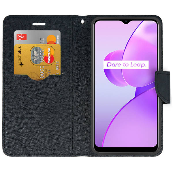 9D SKLO + PUZDRO 2v1 pre Realme C31 - Knižkové Smart FANCY čierne