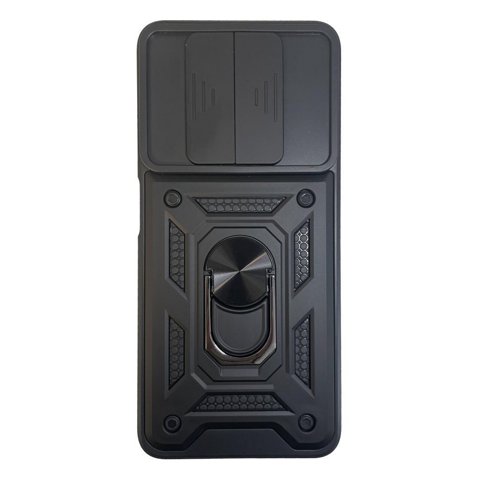 9D SKLO + PUZDRO 2v1 pre Huawei Nova Y90 - Tvrdené Armor Ring SLIDE čierne